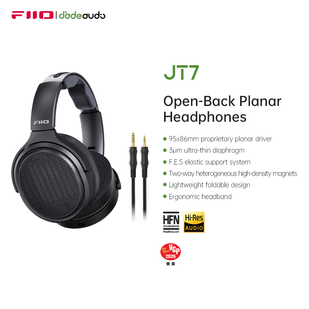 Audiophile Headphone Wired - FiiO JT7 Headphone Audiophile Magnetik Planar