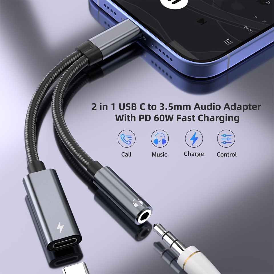 USB-C OTG dengan Pengisian Day - Earphone Splitter Jack ulasan dan harga