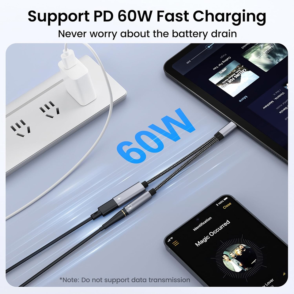 USB-C OTG dengan Pengisian Day - Earphone Splitter Jack ulasan dan harga